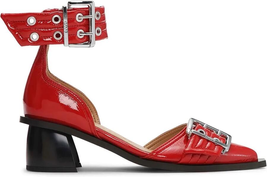 GANNI Opengeslepen pumps met gesp Rood