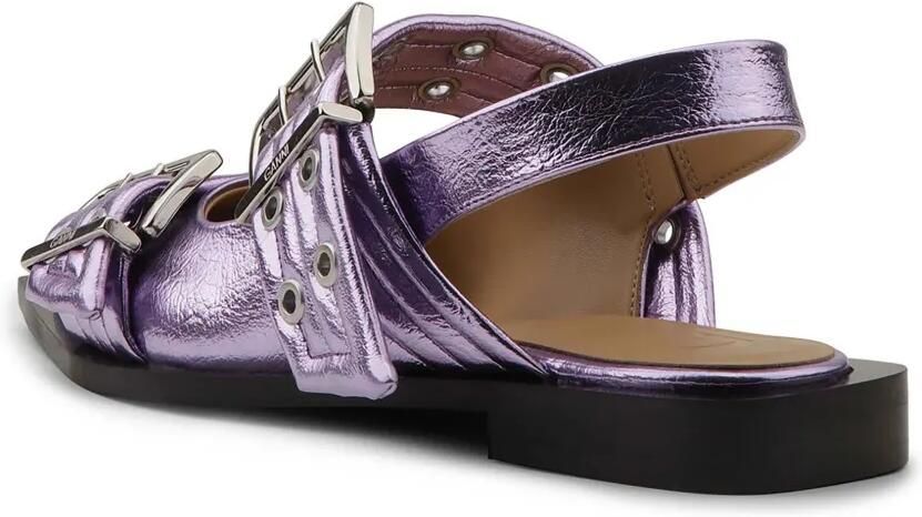 GANNI Platte pumps met gesp en puntige neus Paars - Foto 3