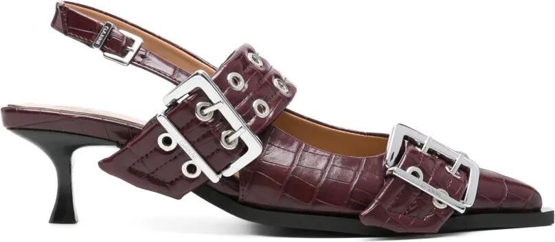 GANNI Pumps met gesp en ringlets Bruin - Foto 4
