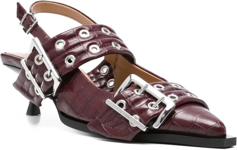 GANNI Pumps met gesp en ringlets Bruin - Foto 3