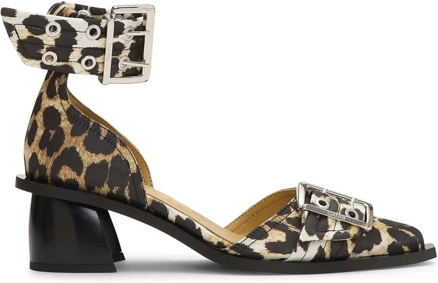 GANNI Pumps met luipaardprint en gesp Bruin