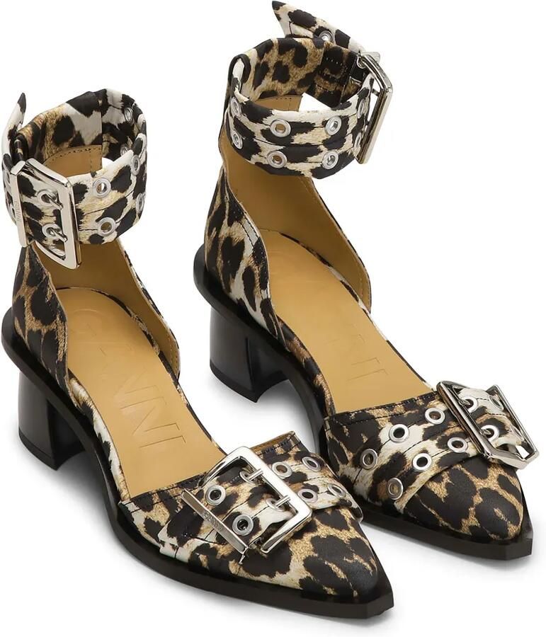 GANNI Pumps met luipaardprint en gesp Bruin - Foto 2