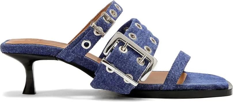 GANNI Denim muiltjes met gespbandje Blauw