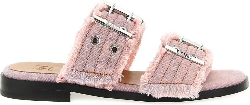 GANNI Sandalen met gespsluiting en franje Roze