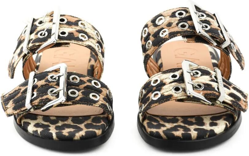 GANNI Sandalen met luipaardprint en gespsluiting Beige - Foto 3