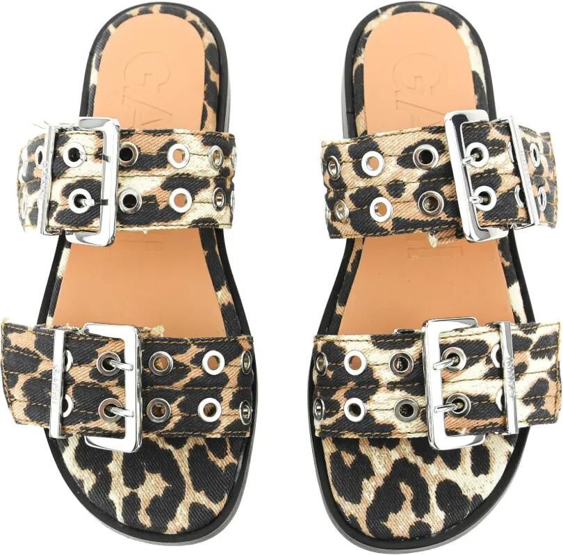 GANNI Sandalen met luipaardprint en gespsluiting Beige - Foto 2