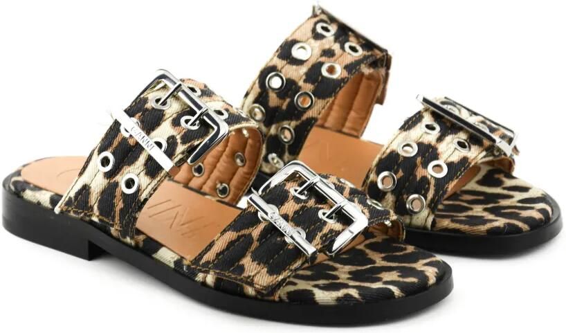 GANNI Sandalen met luipaardprint en gespsluiting Beige - Foto 4