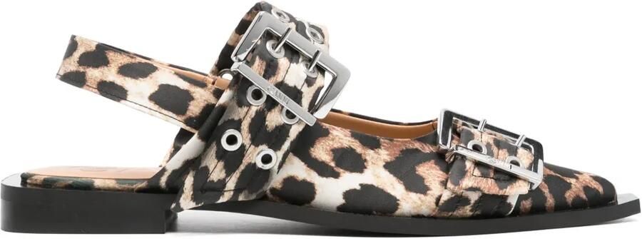 GANNI Slingback ballerina's met luipaardprint Beige