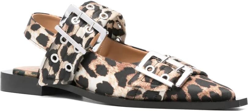 GANNI Slingback ballerina's met luipaardprint Beige - Foto 5