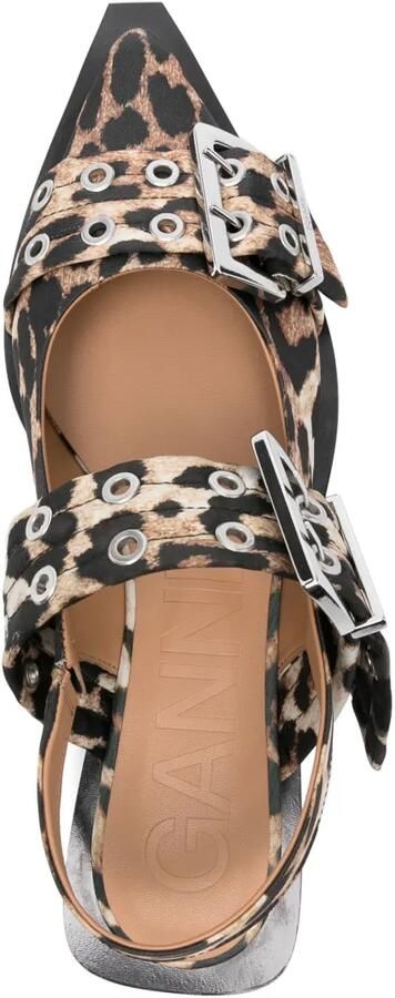 GANNI Slingback ballerina's met luipaardprint Beige - Foto 4