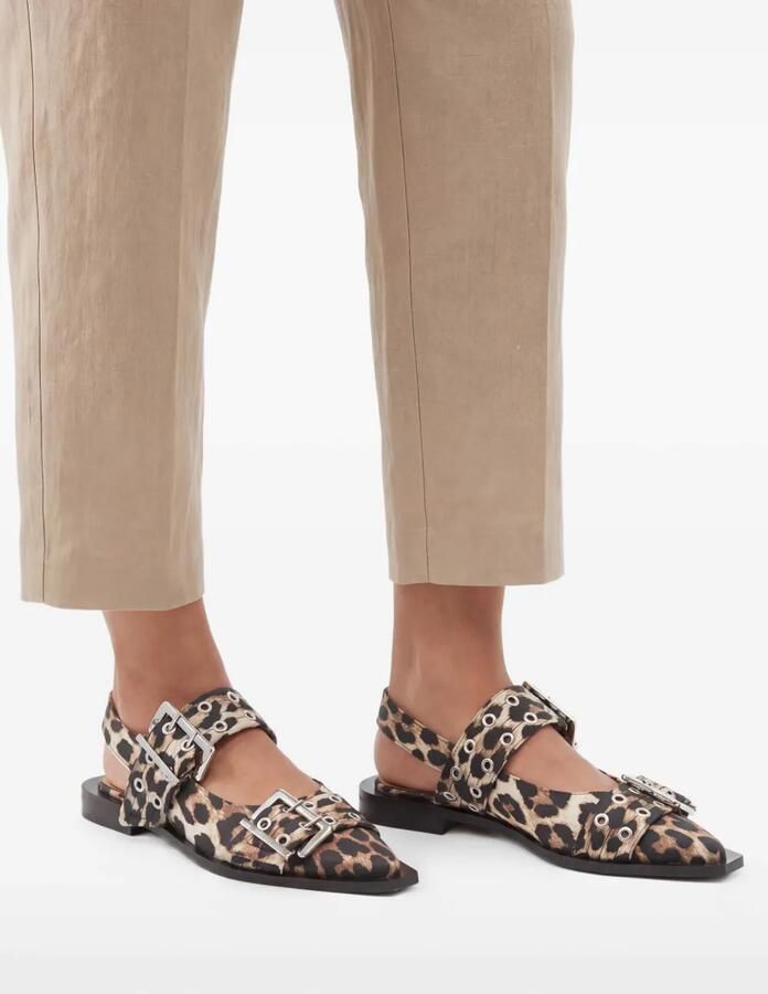 GANNI Slingback ballerina's met luipaardprint Beige - Foto 2