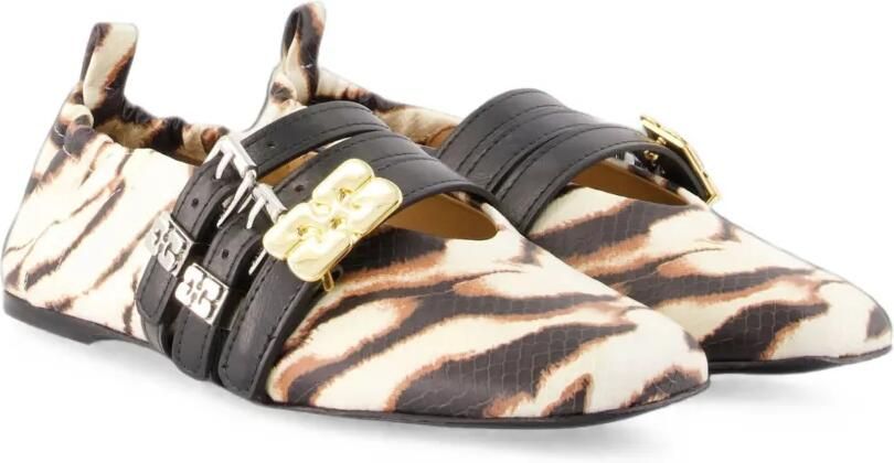 GANNI Sue Triple ballerina's met tijger-print Beige - Foto 2