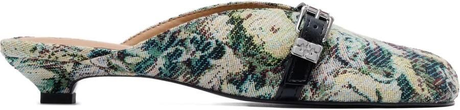 GANNI Tapestry muiltjes met kitten hak Groen