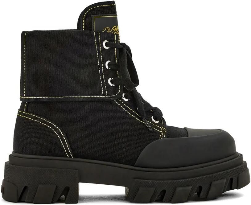 GANNI Trail combat boots met contrasterend stiksel Zwart