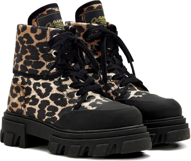 GANNI Trail combat boots met luipaardprint Beige - Foto 3