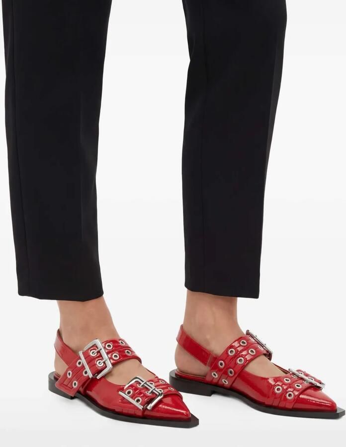 GANNI Wide Welt ballerina's met gesp Rood - Foto 2