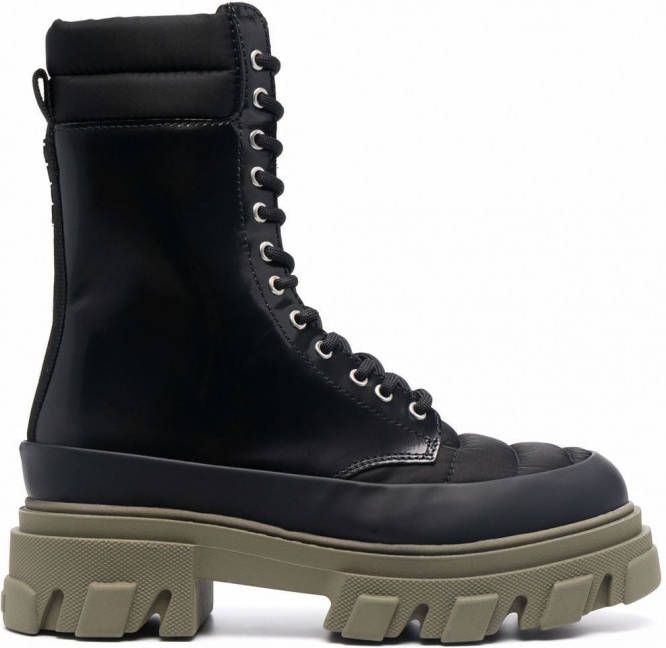 GANNI Combat boots met veters Zwart