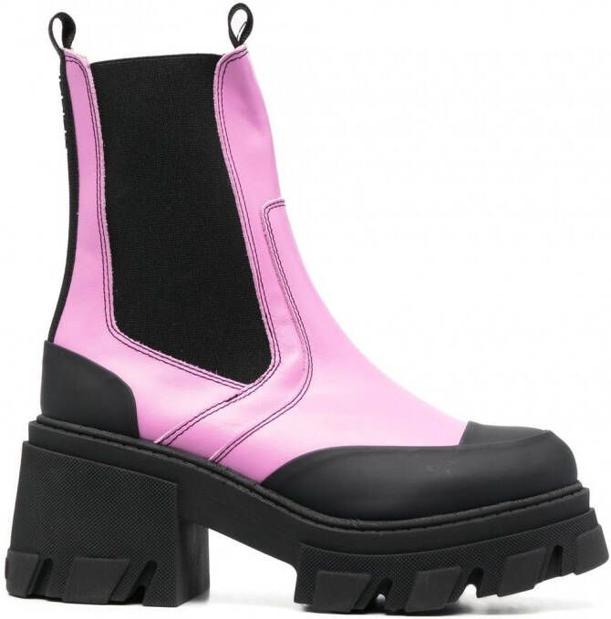 GANNI Legerlaarzen met colourblocking Roze