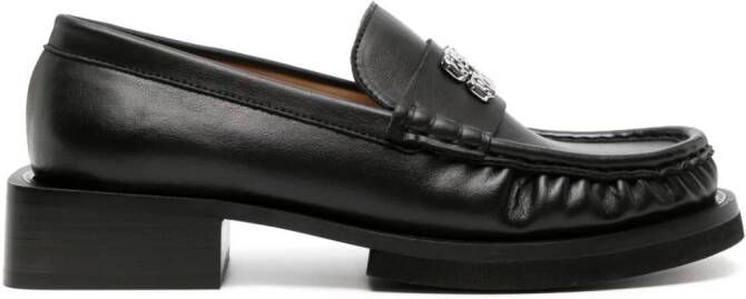 GANNI Leren loafers met logoplakkaat Zwart