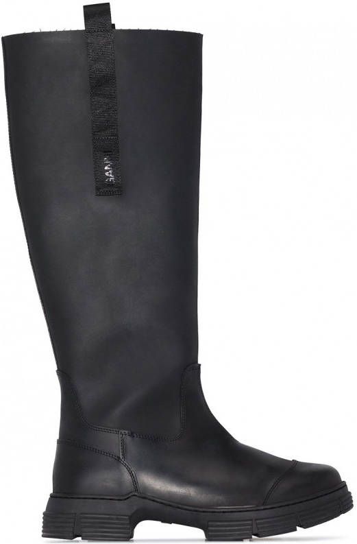 GANNI Rubberen knielaarzen Zwart