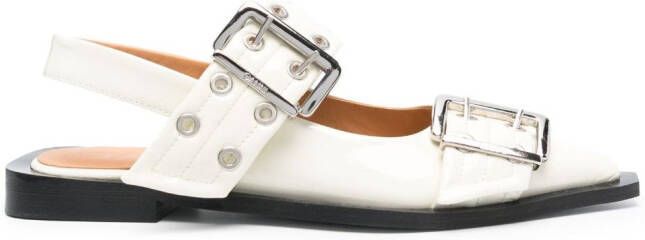 GANNI Ballerina's met gesp Wit