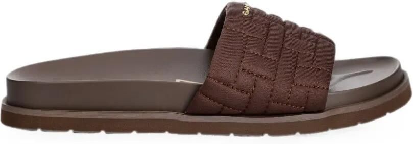 Gant Gewatteerde slippers met logo-plakkaat Bruin