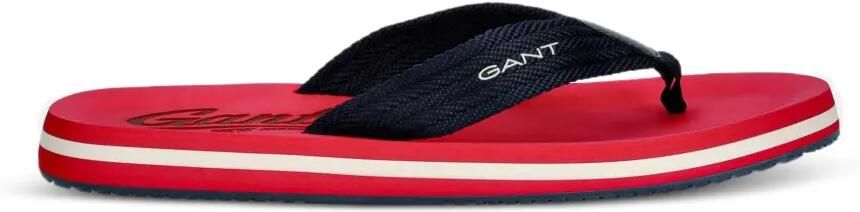 Gant logoprint gestreepte teenslippers Rood