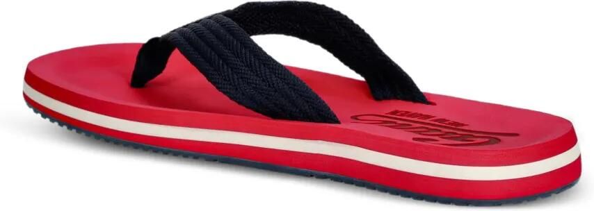 Gant logoprint gestreepte teenslippers Rood