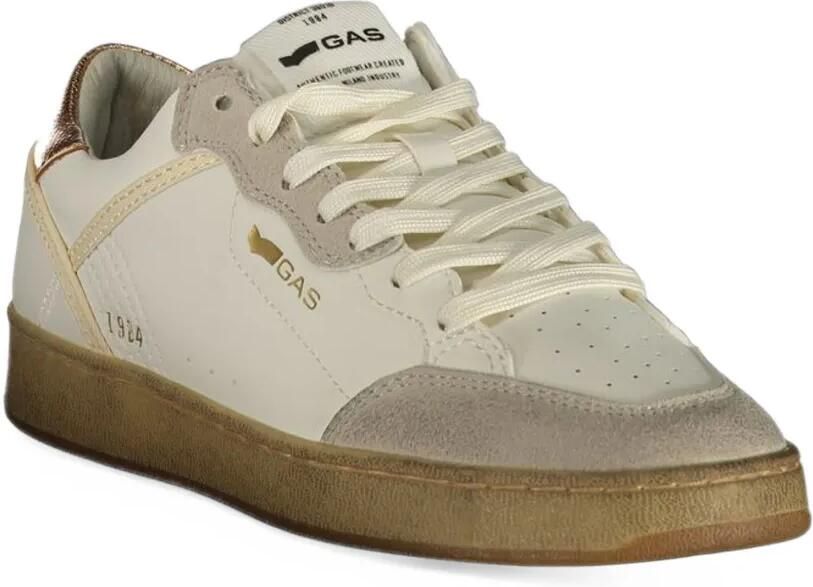 GAS metallic-effect logo-print sneakers Beige - Foto 3