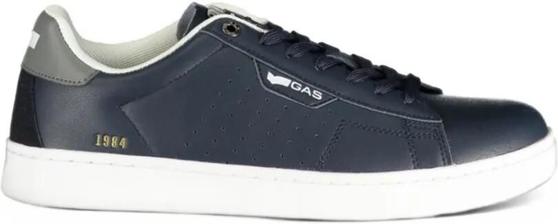 GAS perforated logo-patch sneakers Blauw