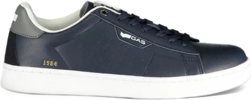 GAS perforated logo-patch sneakers Blauw