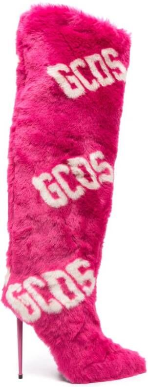 GCDS 110mm knielaarzen met logoprint Roze