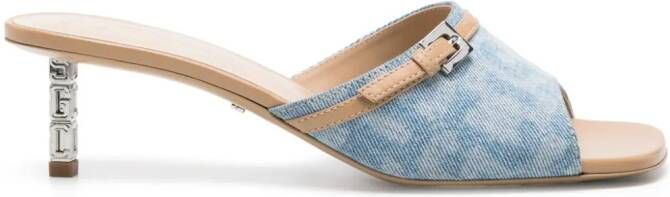 GCDS 60 mm leren muiltjes met monogram-patroon Blauw