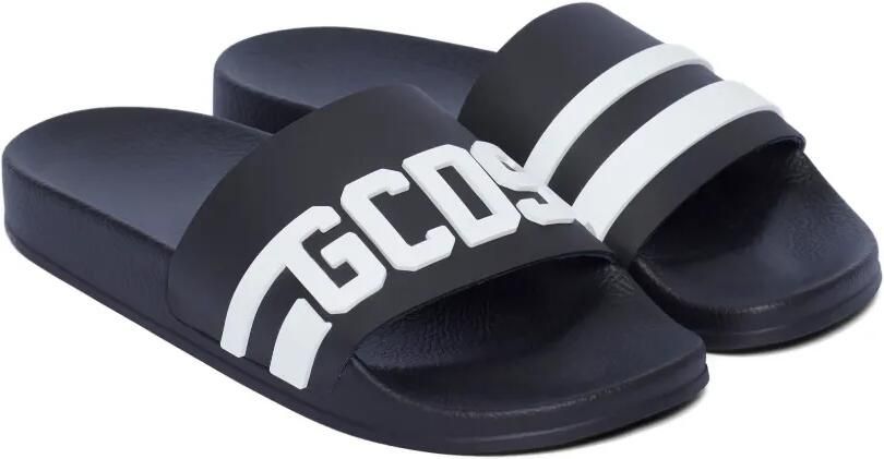 GCDS Badslippers met logo-reliëf Zwart