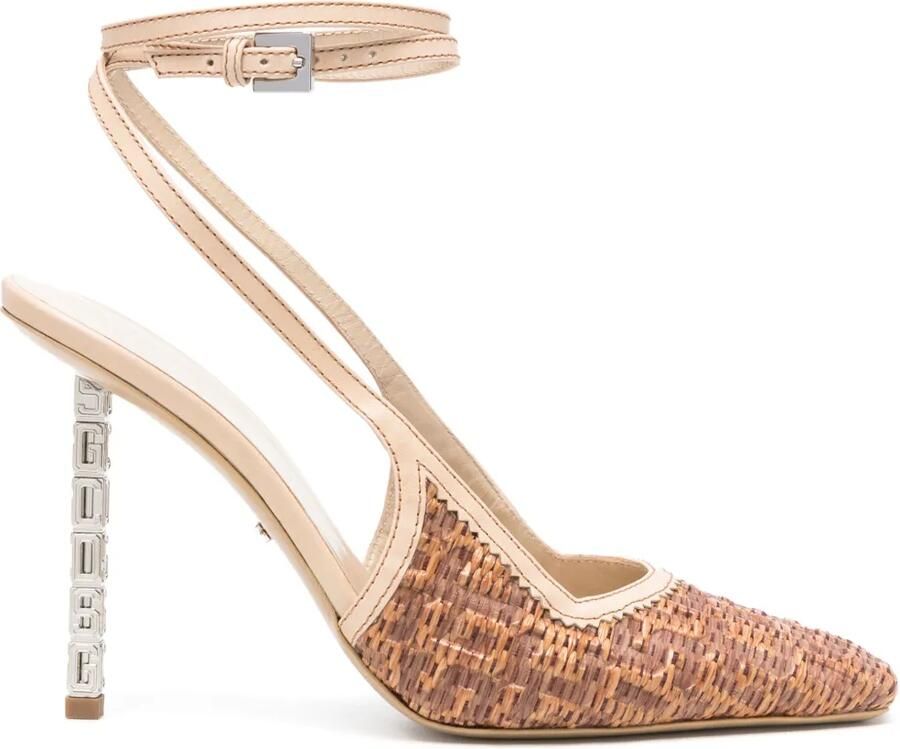 GCDS Cube 100 mm raffia pumps Bruin