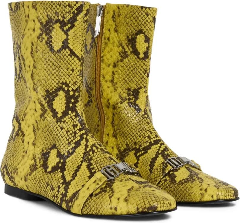 GCDS Enkellaarzen met python-print en logoplakkaat Geel - Foto 5