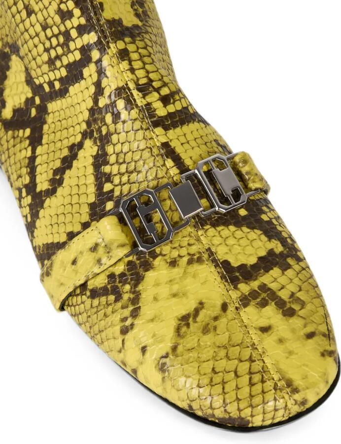 GCDS Enkellaarzen met python-print en logoplakkaat Geel - Foto 4