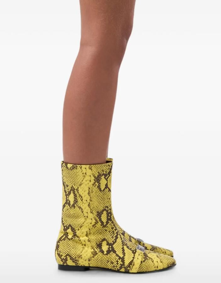 GCDS Enkellaarzen met python-print en logoplakkaat Geel - Foto 2