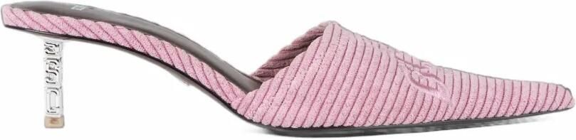 GCDS logo-embroidered velvet-effect pumps Roze