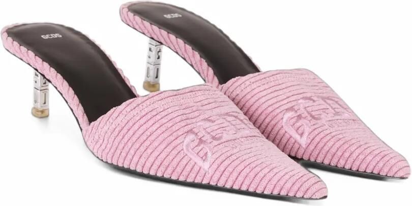 GCDS logo-embroidered velvet-effect pumps Roze - Foto 5