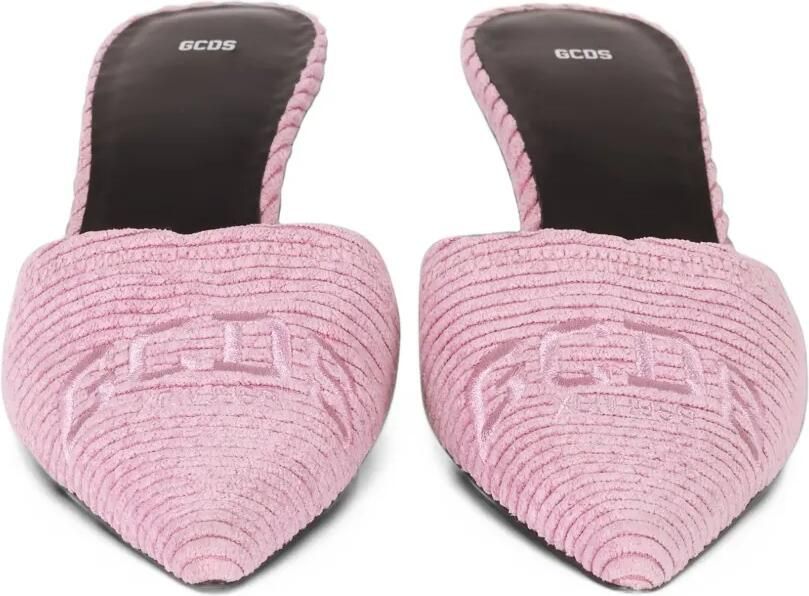 GCDS logo-embroidered velvet-effect pumps Roze - Foto 4