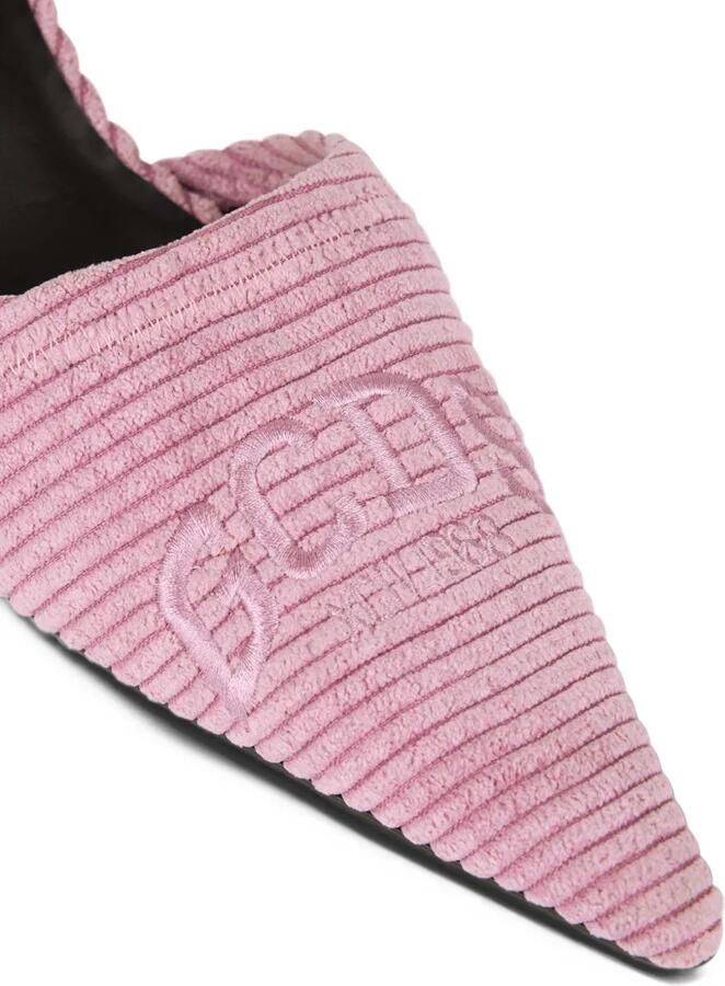GCDS logo-embroidered velvet-effect pumps Roze - Foto 3