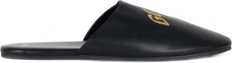 GCDS Slippers met ronde neus en geborduurd logo Zwart