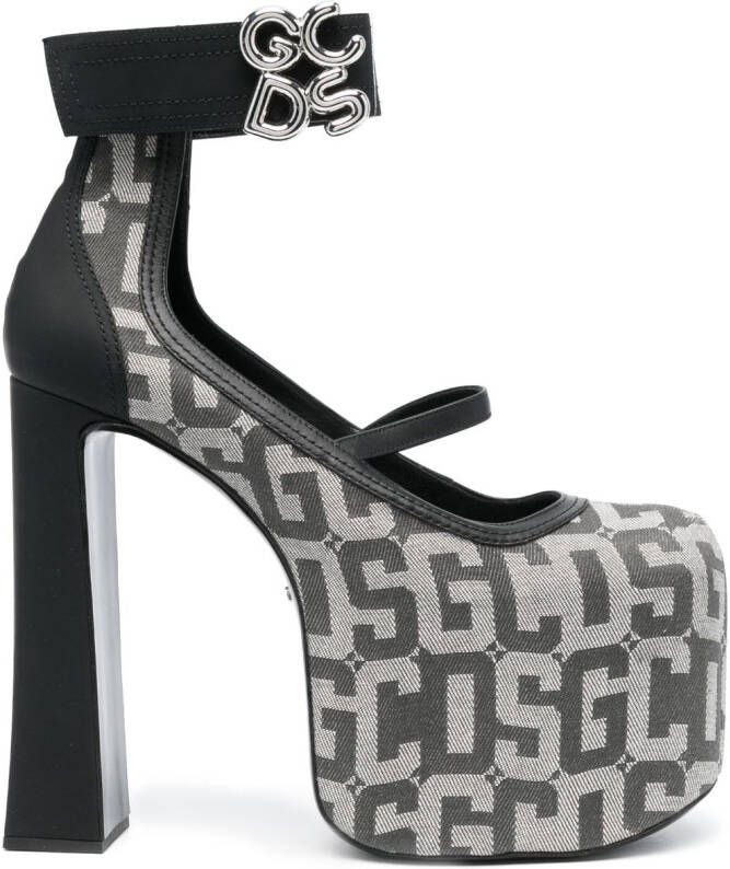 GCDS Divine leren pumps Zwart