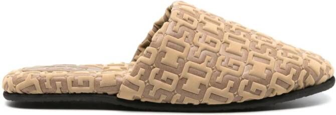 GCDS Slippers met logo-reliëf Bruin