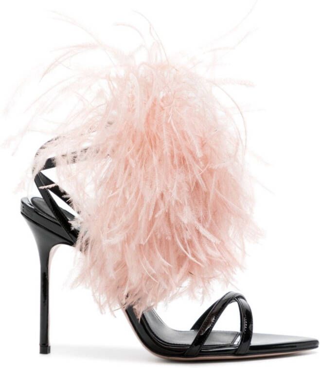 Gedebe Lily sandalen met veren Zwart