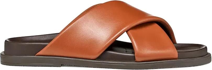 Geox Adelash leren slippers met kruisbandjes Bruin