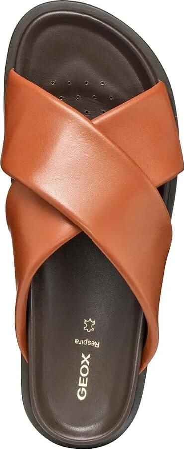 Geox Adelash leren slippers met kruisbandjes Bruin - Foto 2