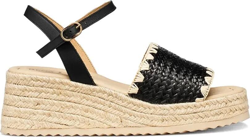 Geox Alemeria espadrilles met gespbandje en geweven design Zwart