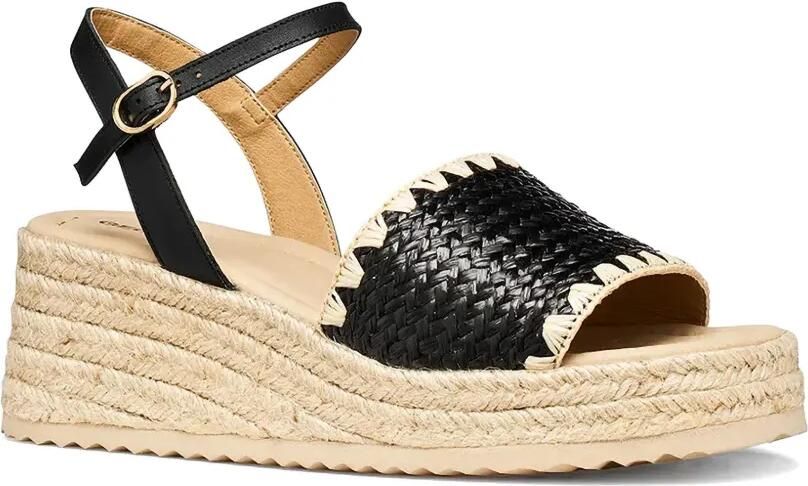 Geox Alemeria espadrilles met gespbandje en geweven design Zwart - Foto 4